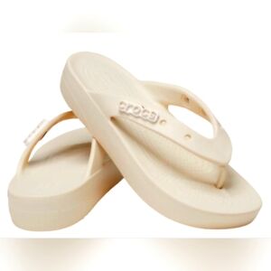 Crocs Womens Classic Platform Cream Flip Flop Size Us 10